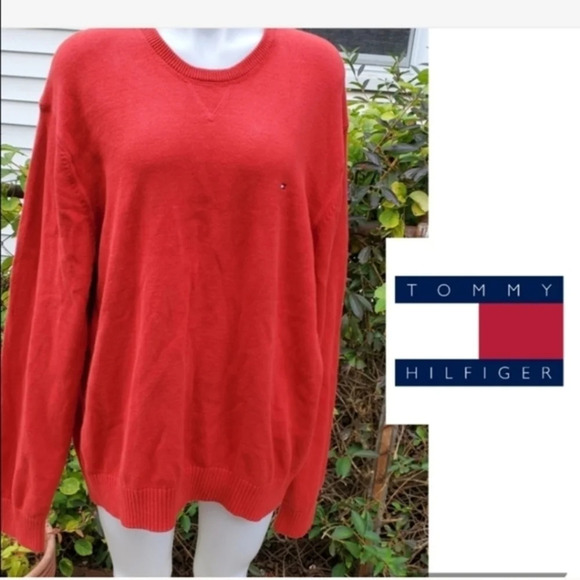 Tommy Hilfiger Red V‎ neck sweater XXL - Picture 7 of 8